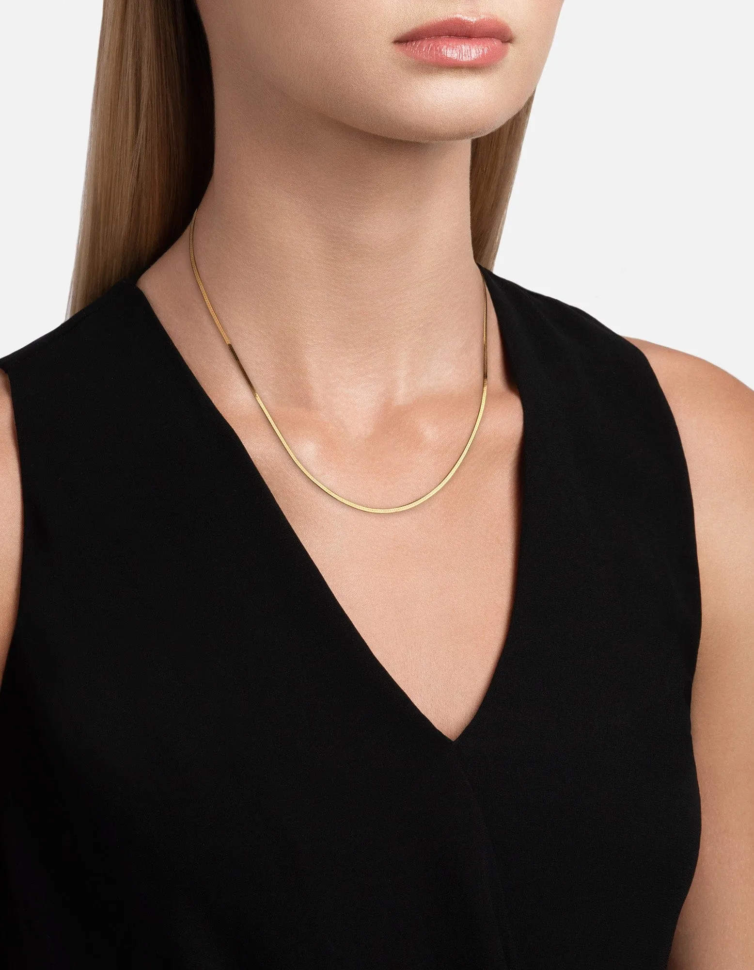 1.7mm Herringbone Necklace, Gold Vermeil