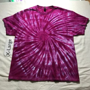 Adult XL Tie-Dye Spiral Tee in Raspberry