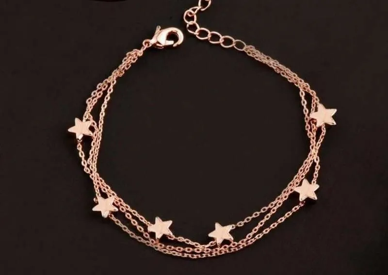 Charm Star 3 Layer Chain Bracelet