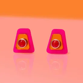 Deco Stud Earrings | Pink/Copper