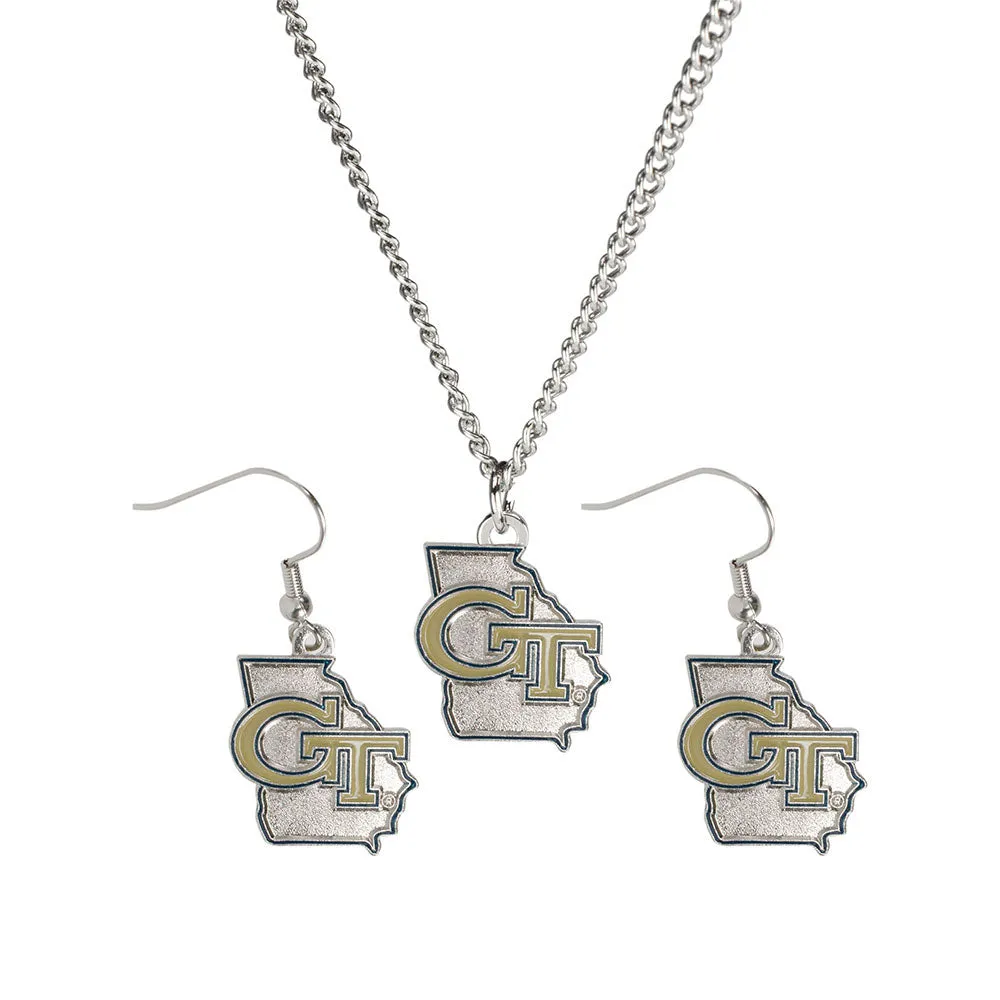 Georgia Tech Yellow Jackets Set-State Earrings/Necklace