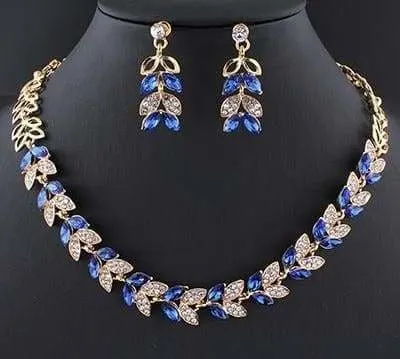 Glass Crystal Necklace Earrings Set