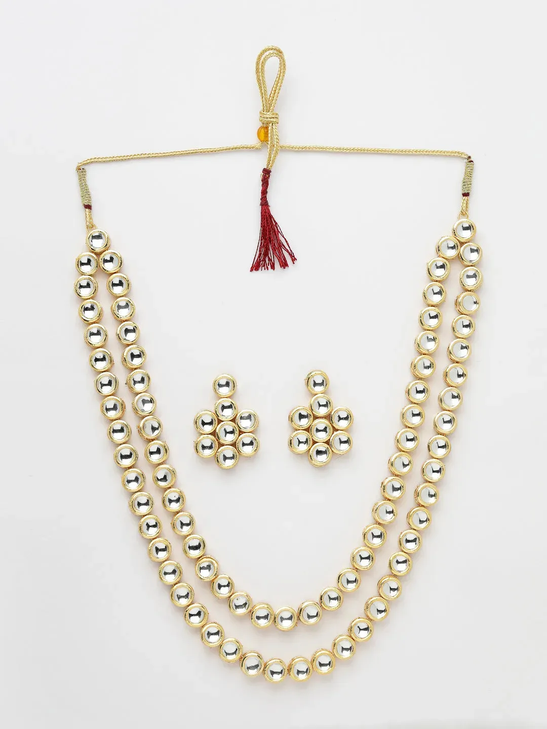 Gold-Plated Kundan Jewellery Set Necklace and Earrings