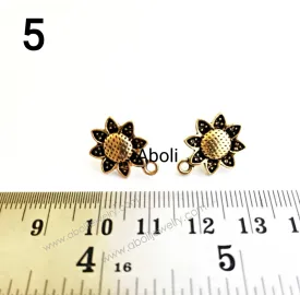 Golden flower stud components metal earrings findings ESG05