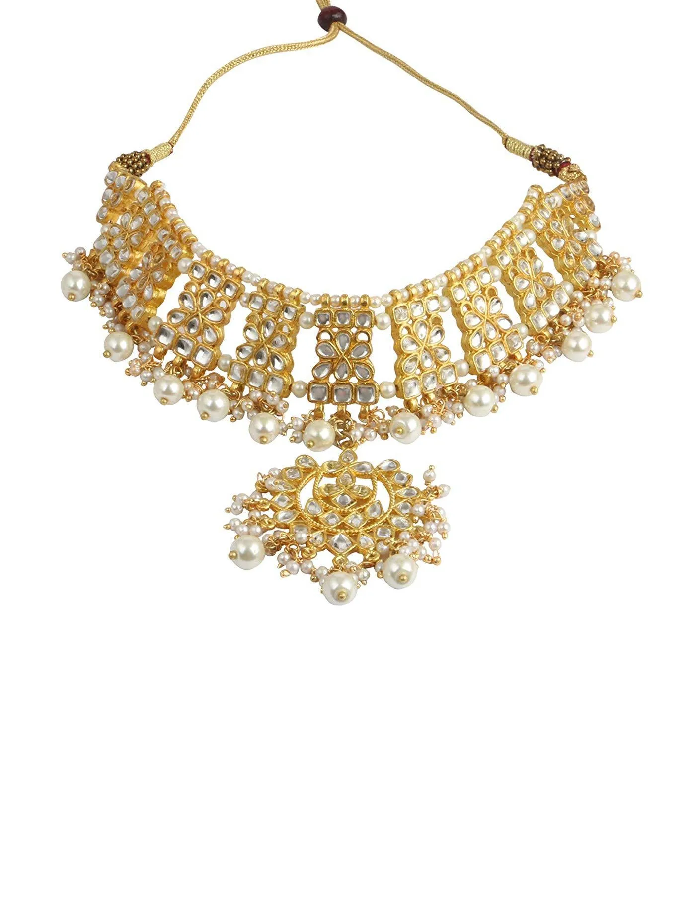 Karatcart 22K GoldPlated Choker Kundan Necklace Set for Women